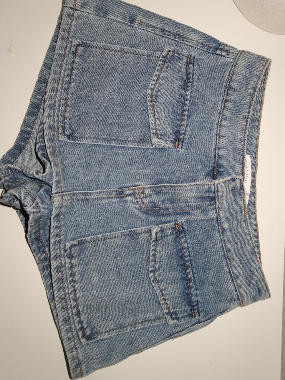 Altar'd State Light Blue Denim Skort with Contrast Stitching